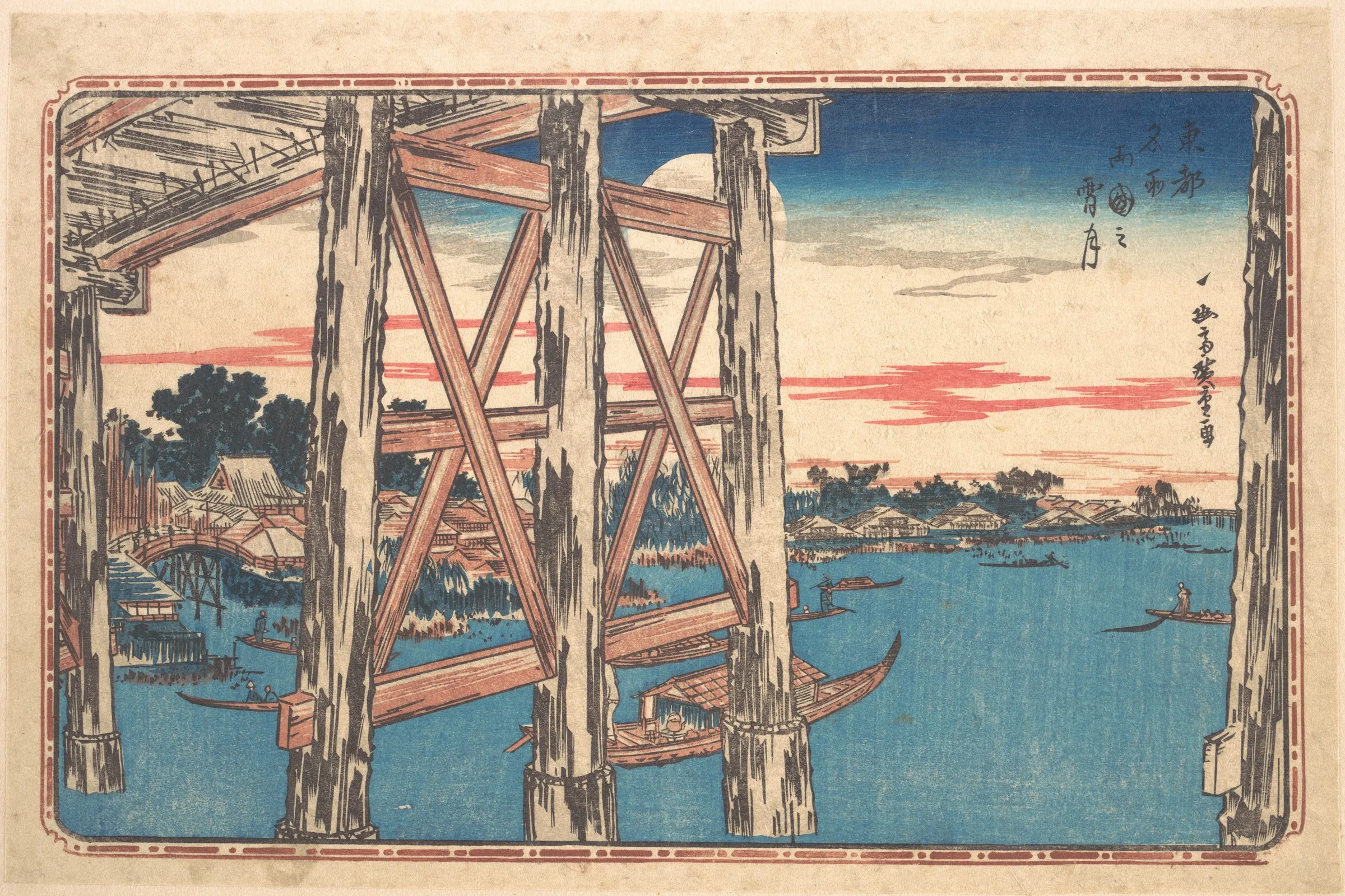 両国橋宵月の景（歌川広重）
