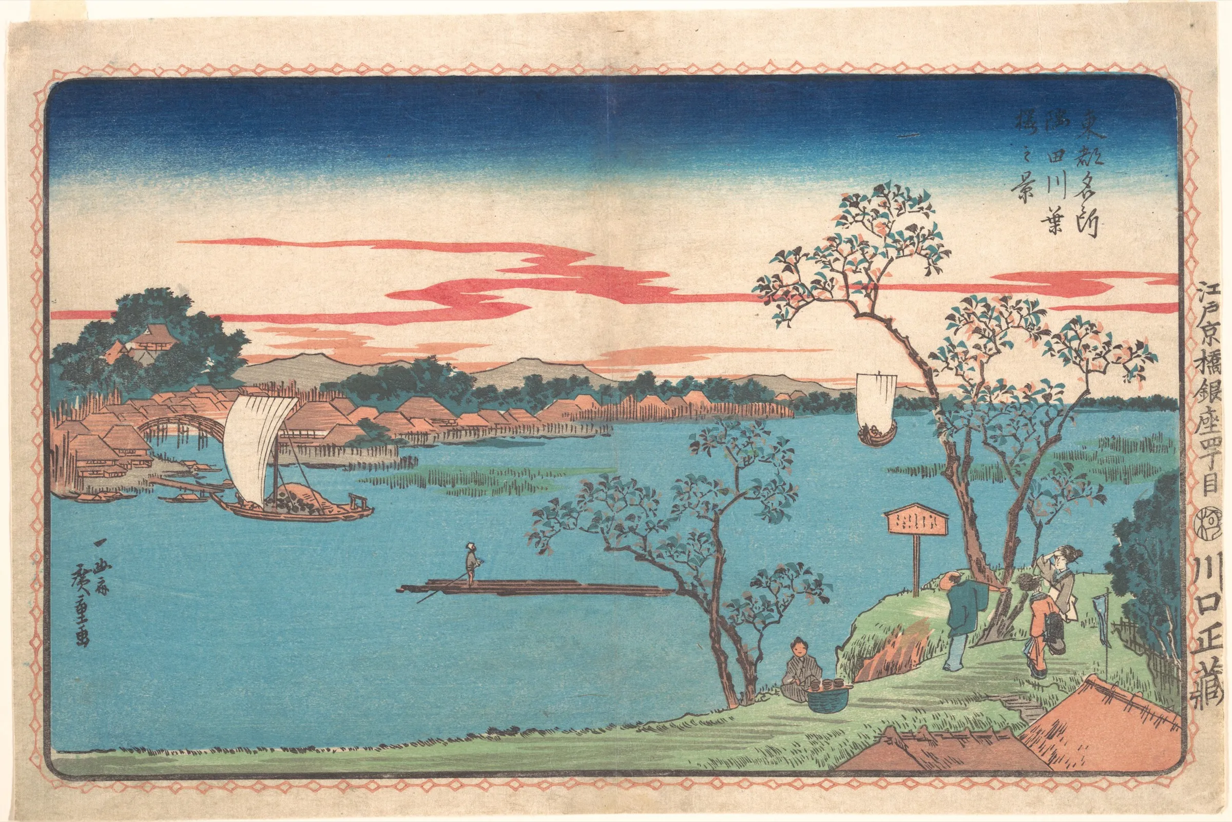 隅田川堤の桜並木（歌川広重）